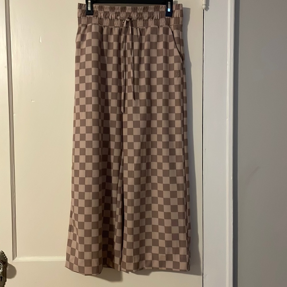 Albion Fit Audrey Wide Leg Pant - Brown Checkers